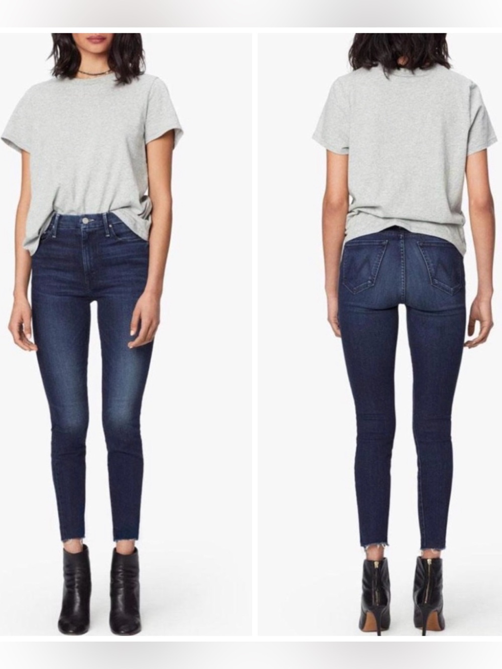 MOTHER "High Waisted Looker Ankle Fray" Blue Skinny Jeans Size 29